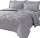 Queen Bed in a Bag 7-Pieces Comforter Set with Sheets Light Grey All Season Bedding Sets with Comforter, Pillow Shams, Flat Sheet, Fitted Sheet and Pillowcases