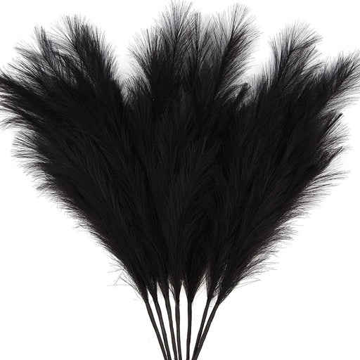 7-Pcs 38"/3.1FT Faux Pampas Grass Large Tall Fluffy Artificial Fake Flower Boho Decor Bulrush Reed Grass for Vase Filler Farmhouse Home Wedding Decor (Black)