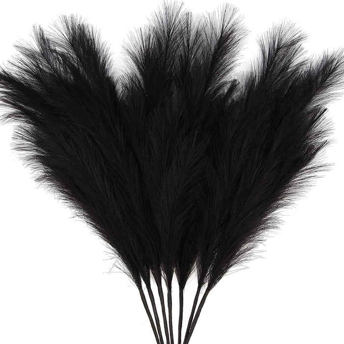 7-Pcs 38"/3.1FT Faux Pampas Grass Large Tall Fluffy Artificial Fake Flower Boho Decor Bulrush Reed Grass for Vase Filler Farmhouse Home Wedding Decor (Black)