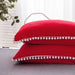 Christmas Comforter Set Queen Size, 3 Piece Boho Bed Set, All Season Microfiber down Alternative Bedding Comforter with 2 Pillow Shams for Teens Girls Women, Red with White Pom