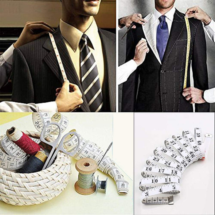 Soft Tape Measure Double Scale Body Sewing Flexible Ruler for Weight Loss Medical Body Measurement Sewing Tailor Craft Vinyl Ruler, Has Centimetre Scale on Reverse Side 60-Inch（White）