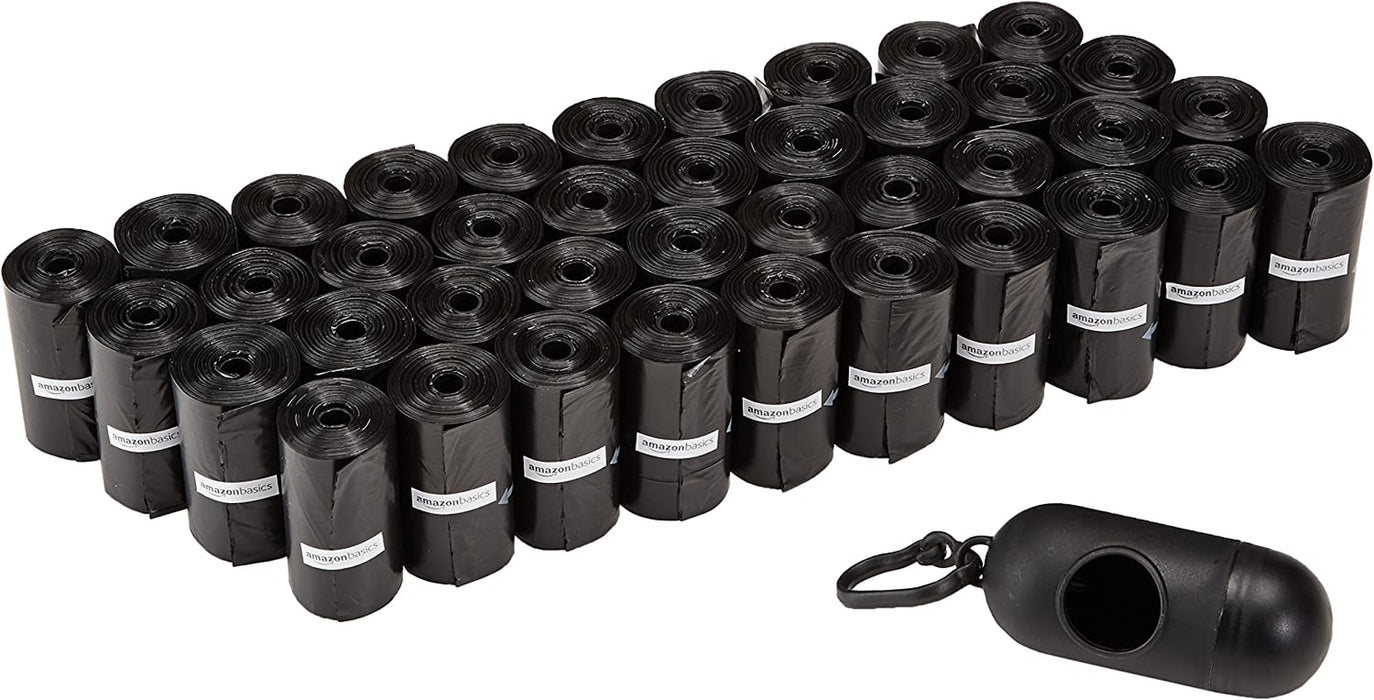 Unscented Standard Dog Poop Bags with Dispenser and Leash Clip, 13 X 9 Inches, Black - 60 Rolls (900 Bags)