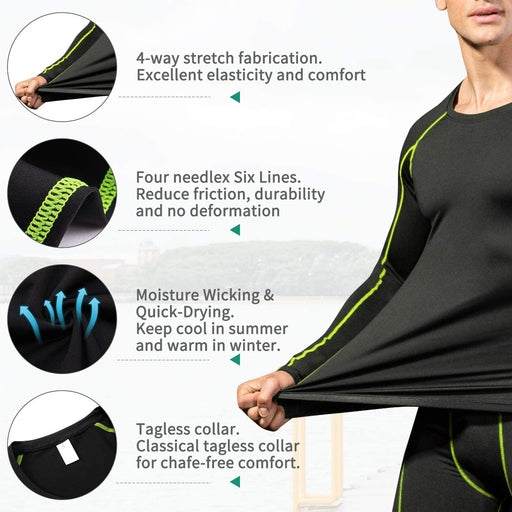 Men'S Compression Shirts Long Sleeve Athletic Running Cool Dry Top Workout Sport Baselayer Underwear