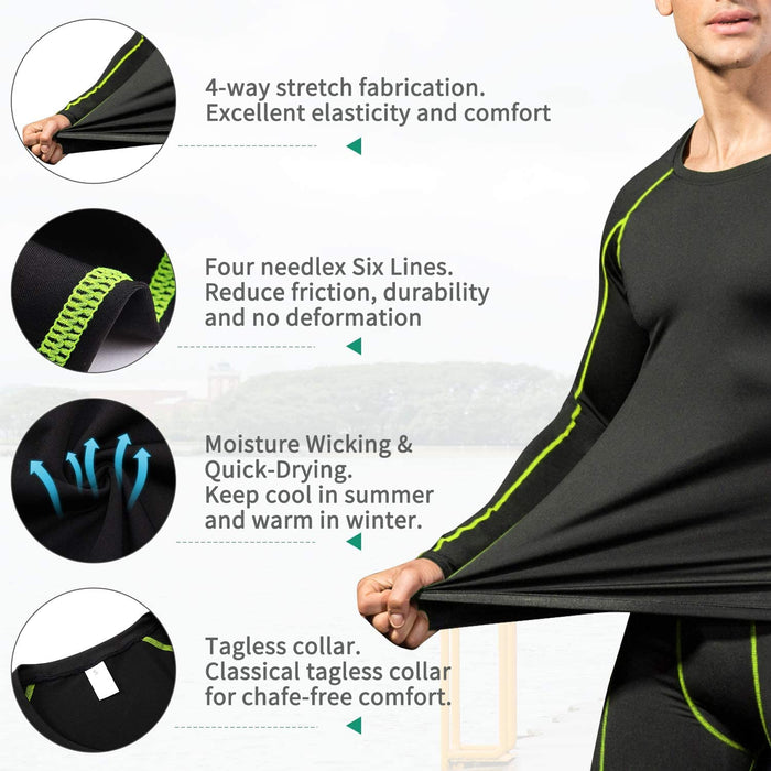 Men'S Compression Shirts Long Sleeve Athletic Running Cool Dry Top Workout Sport Baselayer Underwear