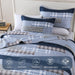 Quilt Queen Size 100% Cotton Queen Size Quilts Blue Beige White Bedspreads Plaid Quilts Lightweight Soft Breathable Bedding Sets for All Season, 3 Piece