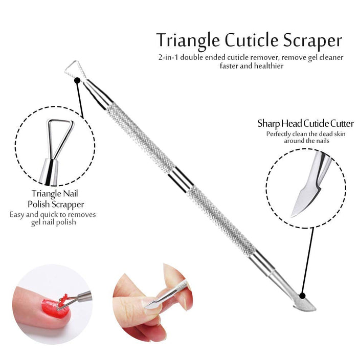 Cuticle Pusher,  3PCS Gel Nail Polish Cuticle Remover Nail Cuticle Pusher Stainless Steel Manicure Pedicure Tools Metal Cuticle Peeler Scraper for Fingernails and Toenails