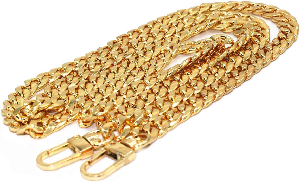 DIY Iron Flat Chain Strap Handbag Chains Purse Chain Straps Shoulder Cross Body Replacement Straps with Metal Buckles (47", Gold)