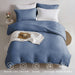 Super Soft Duvet Cover - 100% Washed Microfiber Light Denim Comforter Cover Set 3 Pieces Queen Size Bedding Set with Zipper Closure & Corner Ties