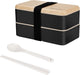 Bento Box 2 Tiers Lunch Box 1200ML Food Container Microwave Dishwasher Safe Bento Lunch Box with Cutlery Set for Adult, Kids and Student (White)