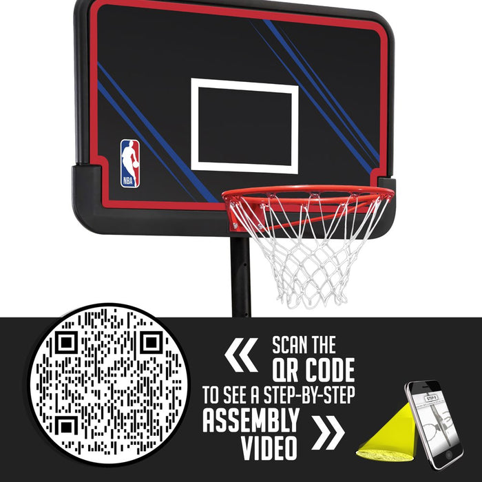 NBA Official 44 In. Portable Basketball System Hoop with Polyethylene Backboard