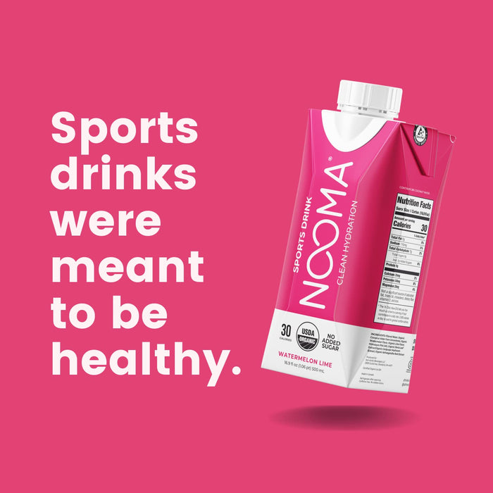 Organic Electrolyte Sports Drink | Electrolyte Drink with Organic Coconut Water | Workout Hydration Drink with No Added Sugar | 30 Calories | Pack of 12 Sports Drinks (16.9Oz) | Watermelon Lime