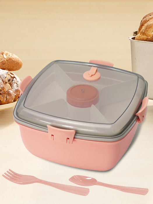 Bento Lunch Box 4-Compartment Bento-Style Kids Lunch Box Leak-Proof 2 Layer 1200Ml Adult Lunch Container Portable Food Storage Container with Spoon & Fork for Adult Kid Toddler Boy Girl