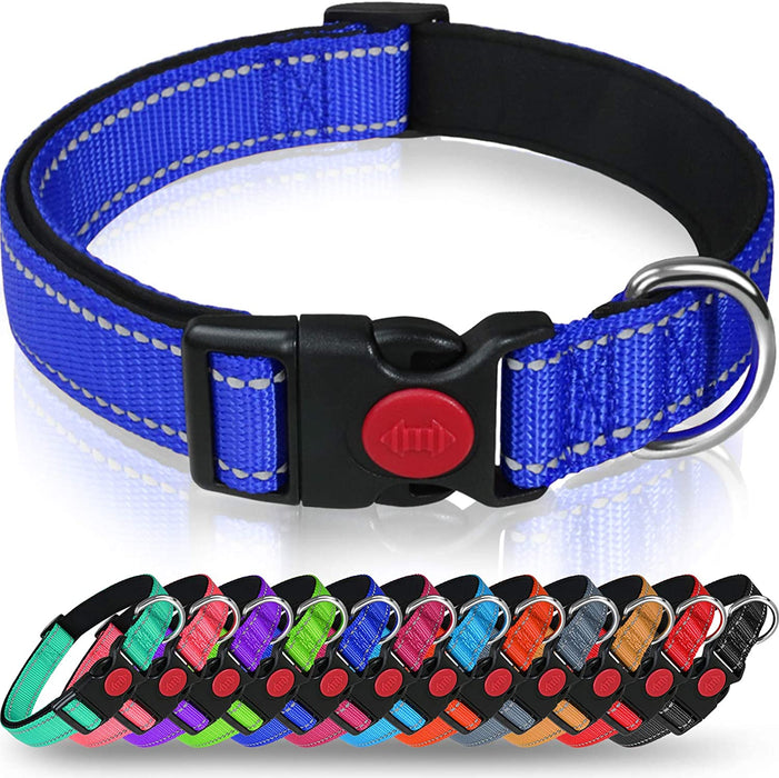 Reflective Dog Collar with Safety Locking Buckle, Adjustable Nylon Pet Collars for Extra Large Dogs, Red