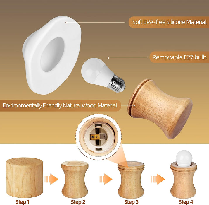 Wooden Mushroom Lamp Mushroom Night Light with 16 Color Changing and Dimmable Anniversary Birthday Gifts for Women Mom Grandma
