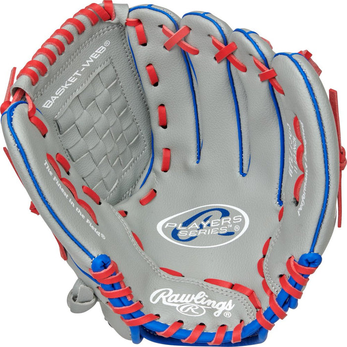2022 Players Series Baseball Glove Mitts, Gray, Blue and Red, 11.5 In., Right Hand Throw