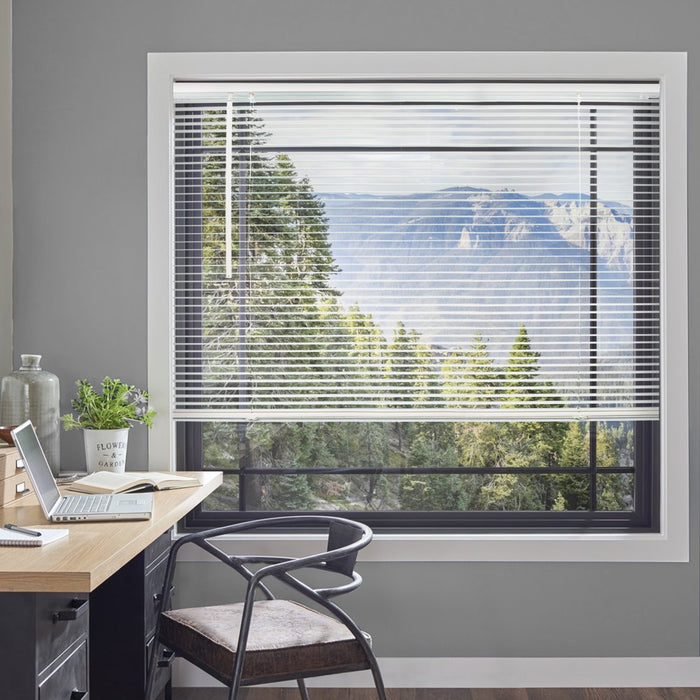 Cordless 1-Inch Vinyl Mini Blinds, Gloss White (Room Darkening) 78"W X 84"H