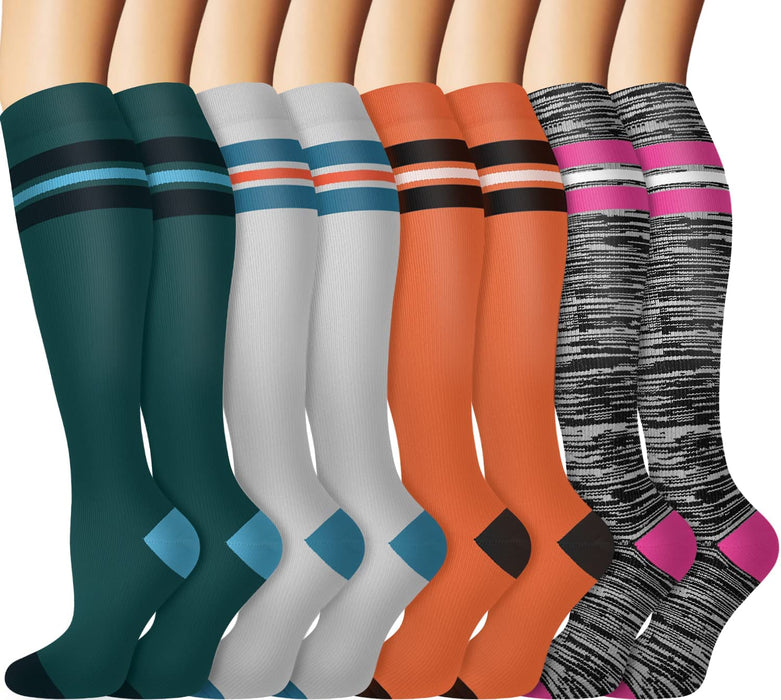 Graduated Copper Compression Socks for Men & Women Circulation 8 Pairs 15-20Mmhg - Best for Running Athletic Cycling