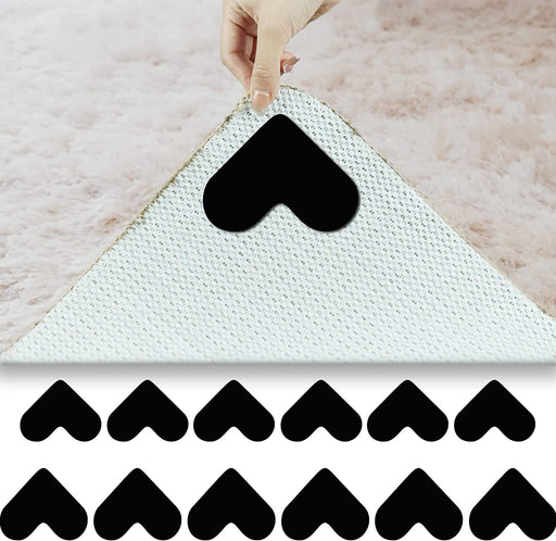16 Pcs Grippers for Rugs, Non Slip Rug Pads for Hardwood Floors and Tiles, Reusable and Washable Rug Tape for Area Rugs, Dual Sided Adhesive Rug Pad Gripper Keep Corners Flat (Large and Small)