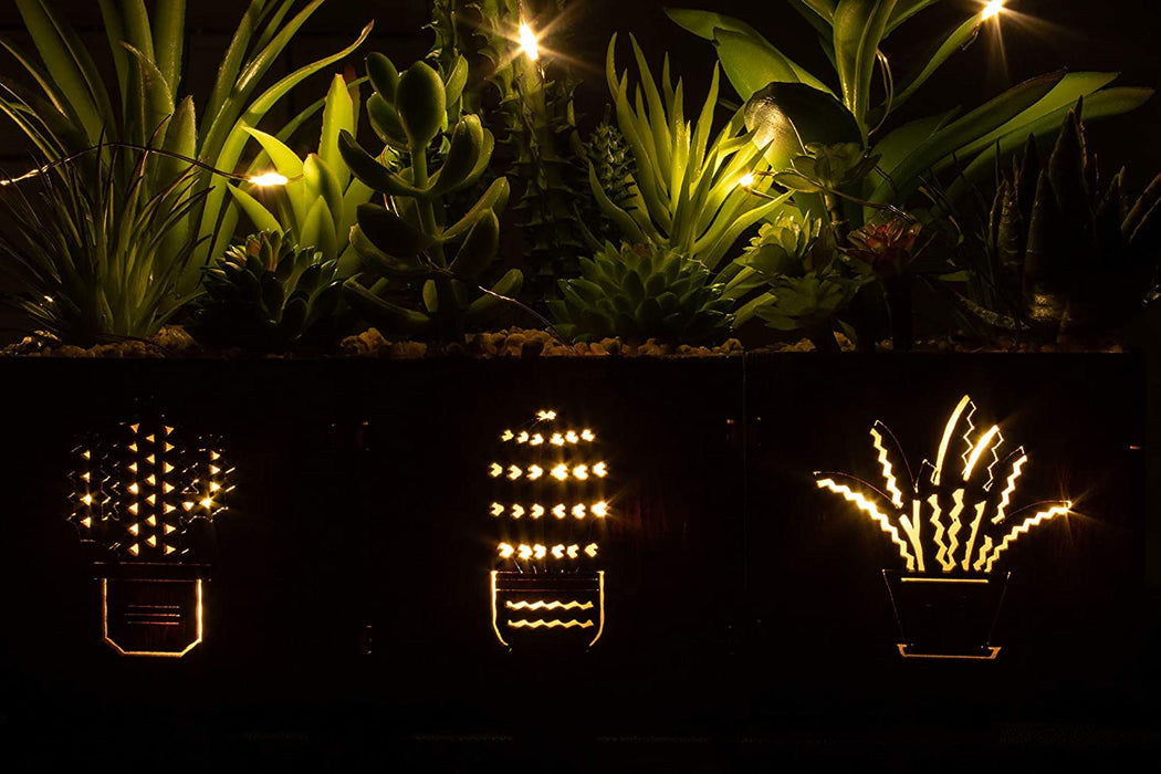 Set of 3 Artificial Succulents with Led Lights in Wooden Box, Artificial Plants Plastic Fake Topiary for Home/Office Decorations, Table Centerpiece