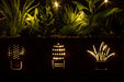 Set of 3 Artificial Succulents with Led Lights in Wooden Box, Artificial Plants Plastic Fake Topiary for Home/Office Decorations, Table Centerpiece