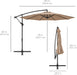10Ft Offset Hanging Market Patio Umbrella W/Easy Tilt Adjustment, Polyester Shade, 8 Ribs for Backyard, Poolside, Lawn and Garden - Tan