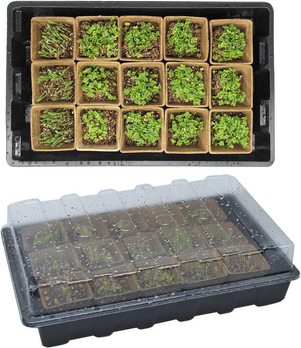 Seed Starter Kit with 100 Peat Pots for Seedlings Seed Starter Tray Plastic Growing Trays 20 Plant Labels Outdoor or Indoor Herb Garden Nursery