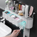 Toothbrush Holder Wall Mounted Automatic Toothpaste Dispenser Squeezer Kit,Toothbrush Holder with Toothpaste Dispenser, 4 Toothbrush Slots,3 Cups