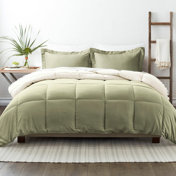 Sage & Ivory down Alternative, 3-Piece Reversible Comforter Set, Full/Queen, by Noble Linens