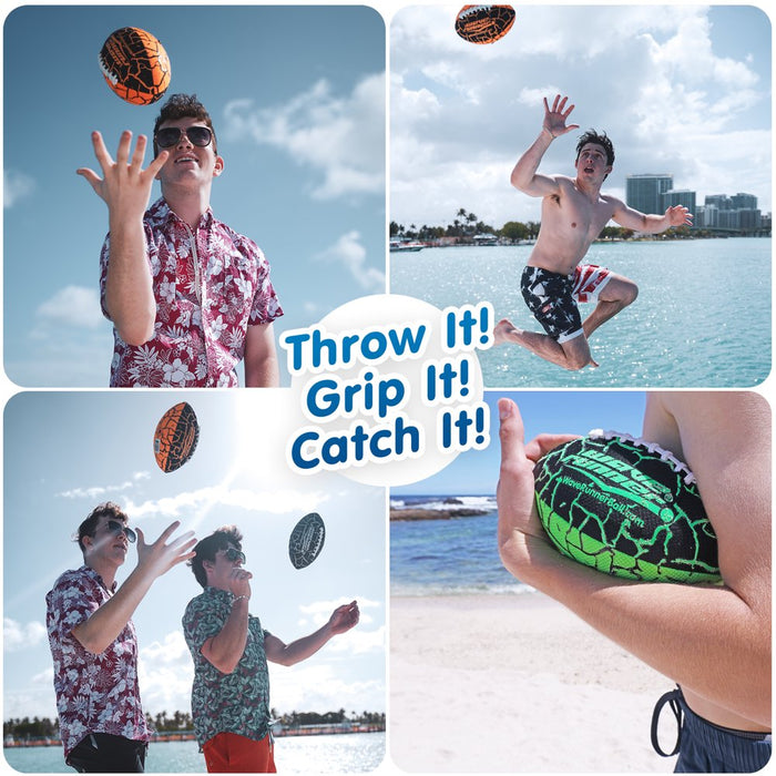 Wave Runner Grip It Waterproof Football- Size 9.25 In. with Sure-Grip Technology, Let'S Play Football in the Water! Deflated with Pump (Random Color)