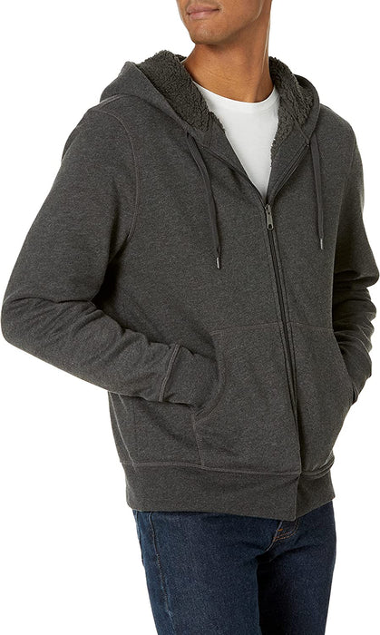Amazon Essentials Men'S Sherpa-Lined Full-Zip Hooded Fleece Sweatshirt