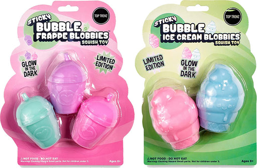 Top Trenz Sticky Bubble Blobbies -Squishy Fidget Toys for Kids. Cool Pack of Toy for Boys & Girls. Small Sensory Ball for Stress Relief. Classroom Fidget Toy, Party Favors & Prizes.(Frappe/Ice Cream)