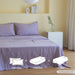 Simple&Opulence 100% Linen Sheet Set Solid Color-4 Pcs Washed French Linen Bed Sheets(1 Flat Sheet,1 Fitted Sheet,2 Pillowcases)-Breathable Bedding Set (Queen, Lilac)