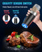 Gravity Electric Pepper and Salt Grinder Set, Adjustable Coarseness, Battery Powered with LED Light, One Hand Automatic Operation, Stainless Steel Black, 2 Pack
