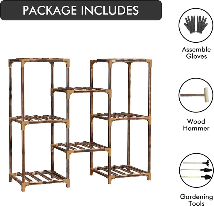 Plant Stand Indoor, Outdoor Wood Plant Stands for Multiple Plants, Plant Shelf Ladder Table Plant Pot Stand for Living Room, Patio, Balcony, Plant Gardening Gift