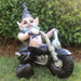 Homestyles "Biker Babe & Dude" the Biker Gnome Riding His Black Bike in Leather Motorcycle Gear Large Outdoor Garden Statue 14.5"H and 12"H