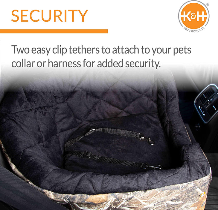 K&H Pet Product Bucket Booster Dog Car Seat, Elevated Pet Car Seat for Small Dogs & Cats Large Realtree Edge Camo
