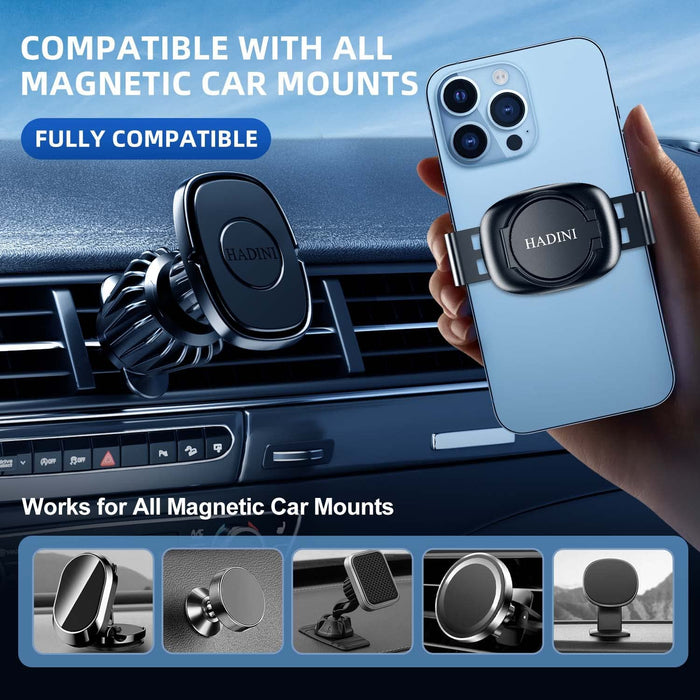 Metal Phone Clamp for Magnetic Car Mount Metal Phone Clip Work for All Magnet Car Holder [Clamp and Remove at Anytime] Phone Magnetic Plate Compatible with the Smartphones from 4.7 - 7 Inch