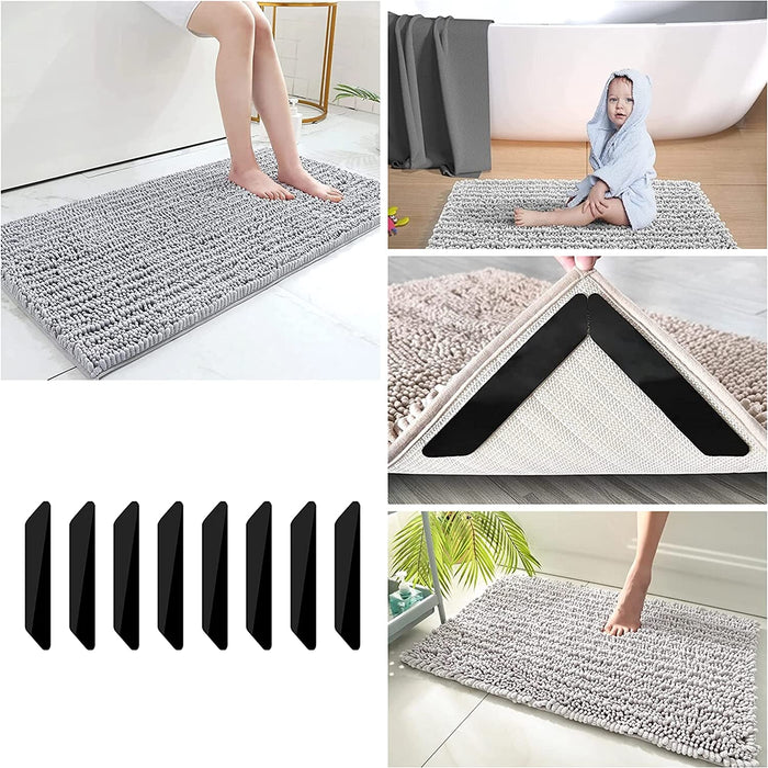 Rug Gripper, 8 Pcs Anti-Slip Rug Gripper, Double Sided Non-Slip Rug Pads, Adhesive anti Skid Grip Pad for Hardwood Floors, Home and Kitchen, Bathroom, Carpet Corner, and Floor Mates.