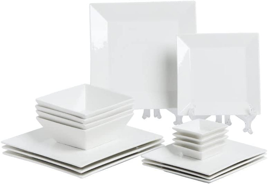Classic White Square Dinnerware Set for 4, off White
