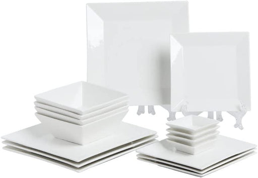 Classic White Square Dinnerware Set for 4, off White