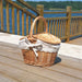 Handmade Woven Rattan Basket with Handle and Double Lids Camping Piic Food Storage Container Organizer