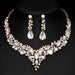 3/4 Pieces Women Jewelry Set Rhinestone Crystal Bride Statement Choker Necklace Tiara Crown Link Bangle Bracelet Teardrop Dangle Earrings Set for Wedding Party