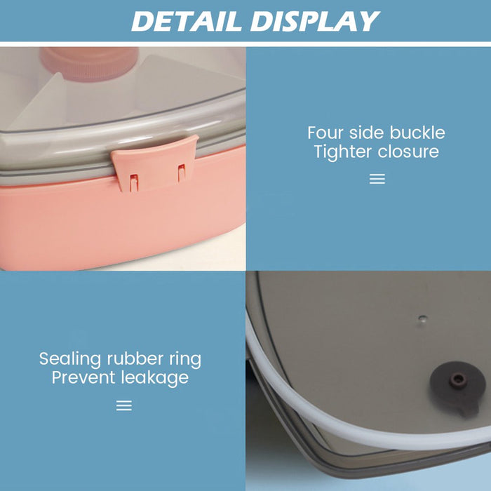 Bento Box 4-Compartment Bento-Style Kids Lunch Box Leak-Proof 2 Layer 1200Ml Adult Lunch Container Portable Food Storage Container with Spoon & Fork for Adult Kid Toddler Boy Girl