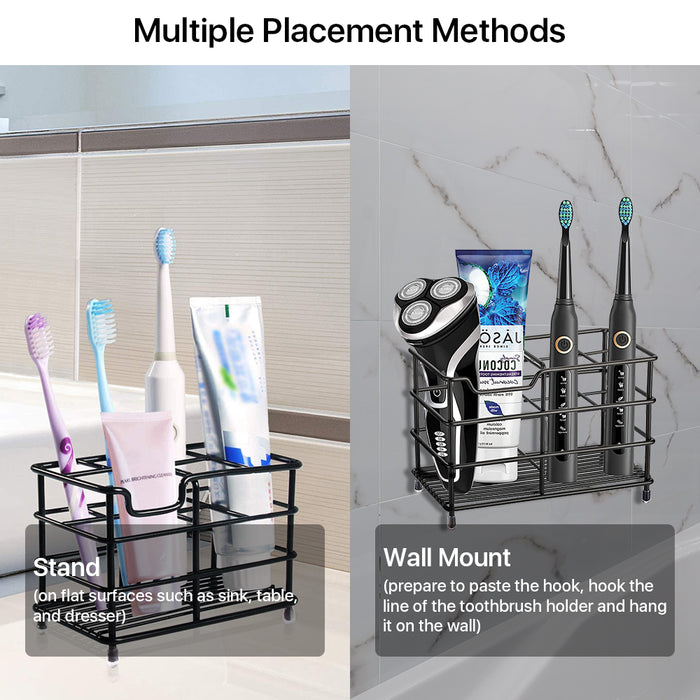 Toothbrush Holder and Bathroom Accessories Black 5 Slots Tooth Brushes Holder