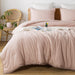 Blush Pom Pom Fringe Comforter Full(79X90 Inch), 3 Pieces(1 Boho Comforter and 2 Pillowcases) Aesthetic Boho Comforter, Lightweight Soft Microfiber down Alternative Bedding Set
