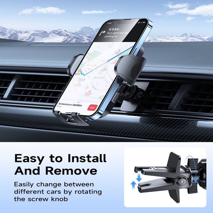 [2023 OVER-THE-TOP Stabiility]  Phone Mount for Car Vent Clip Universal Grey Car Phone Holder Mount Hands-Free Cell Phone Holder for Car Air Vent Clip for Iphone 14 Samsung Note ＆ All Phones
