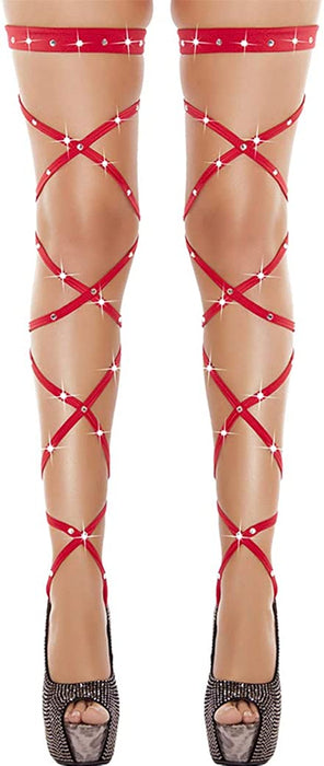 Women Criss Cross Sparkle Glitter Rhinestone Crystal over Knee Thigh High Stockings