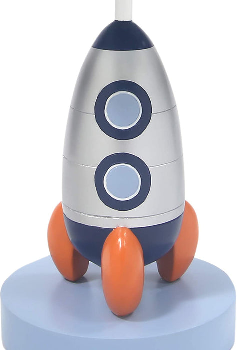 Milky Way Blue/Silver Rocket Ship Nursery Lamp with Shade & Bulb