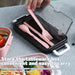 Lunch Box 2-Layer 3-Compartment Bento Box Cutlery Set Portable Leak Proof Food Container Storage Box with Fork Spoon Chopsticks For