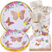 Butterfly Birthday Party Supplies, Butterfly Party Plates, Cups, Napkins and Cutlery, Butterfly Party Decorations for Baby Shower, Birthday, Butterfly Fairy Themed Parties Serves 24